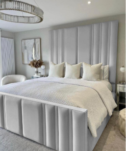 High Panel Bed with 80″ High Headboard