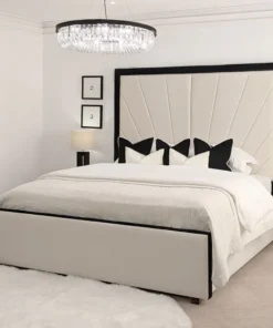 Full view of the Luxury High Headboard Solara Prestige Bed in modern sunrise style