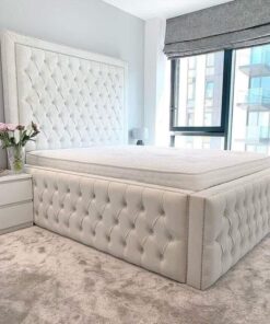 High Base Chesterfield Bed with 60-Inch Headboard