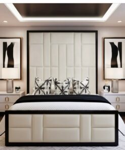 High Headboard Black Border Panel Bed